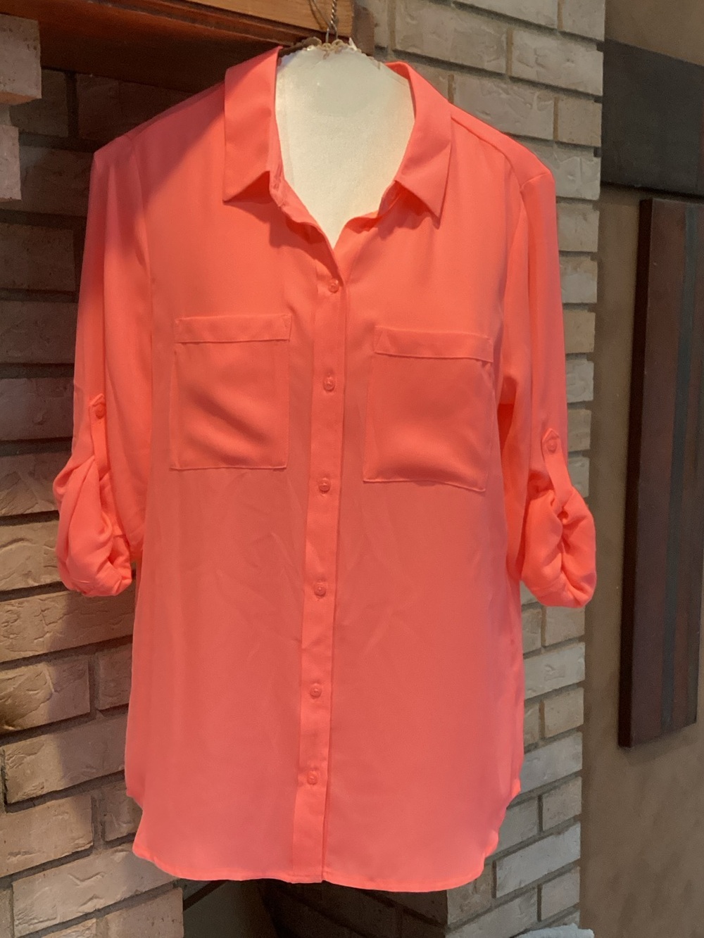 Apt 9 sheer button down top blouse shirt.